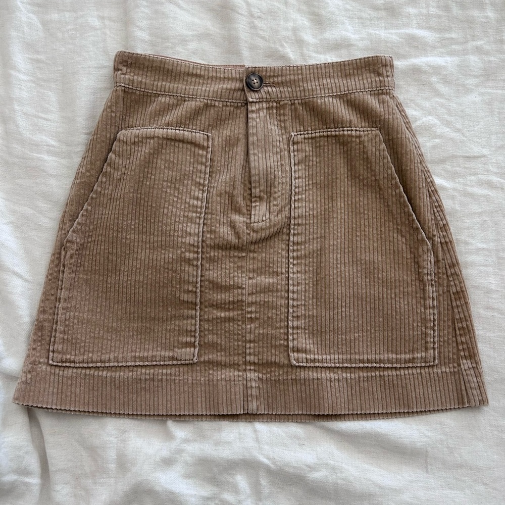 H&M Corduroy Mini Skirt in Brown